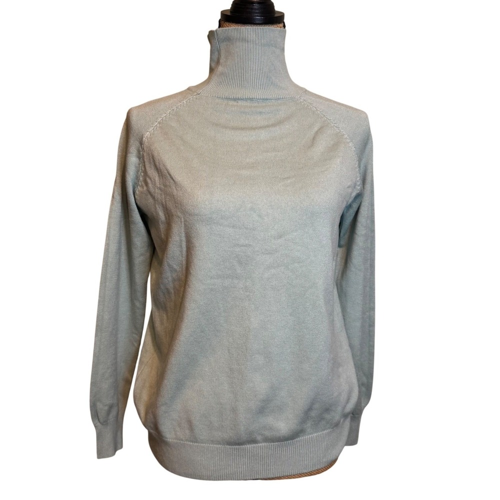 Womens Turtleneck Ribbed‎ Knit Preppy Comfy Super Soft Cozy Sweater Green Medium